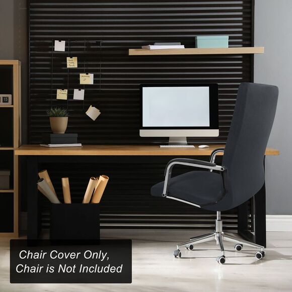 Stretch Jacquard Office Cover Swivel Chair Protector Medium Gray - Picture 3 of 6